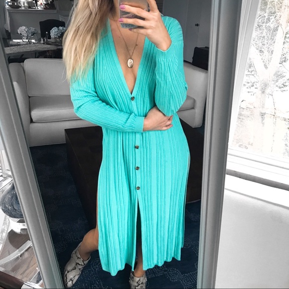 🆕FREE PEOPLE AQUA LIGHT CARDIGAN DUSTER / DRESS - Picture 2 of 8